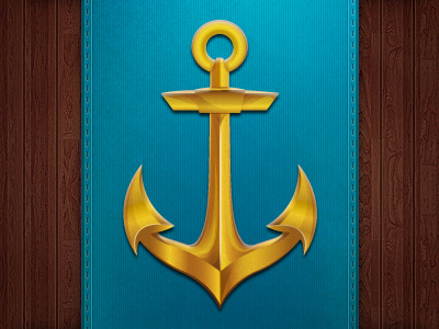 Golden Anchor anchor artcore blue gold ribbon sea wood