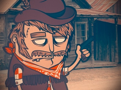 Cowboy artcore beard brown cowboy gun illustration leather saloon sheriff texas