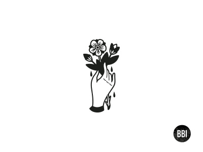 Dear You art black blood bouquet flower hand icon illustration tattoo vector