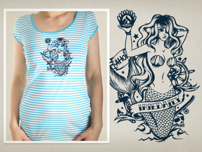 Iriedaily Mermaid artcore illustration irie daily mermaid shell shirt skate tattoo