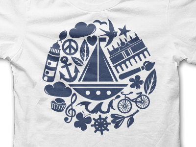 Shirtdesign for "galerie le garage" anchor artcore boat illustration rostock sailor sea shirt waves
