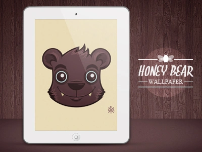 "Honey Bear" Wallpaper artcore bear bee brown download grizzly honey illustration ipad wallpaper