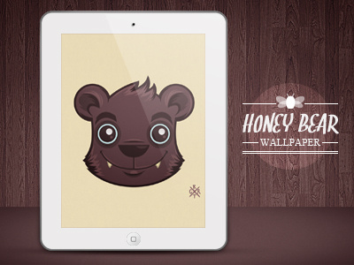 "Honey Bear" Wallpaper artcore bear bee brown download grizzly honey illustration ipad wallpaper