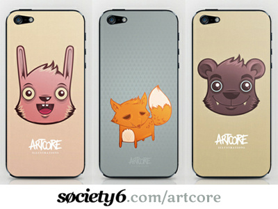 Artcore on society6 :D artcore bear bunny fox illustration iphone skin society6