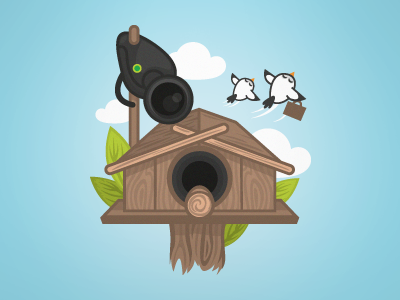 Home Monitoring artcore bird camera cloud home illustration leaf monitoring tree wood