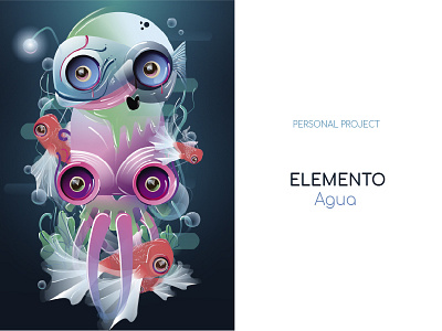 ELEMENTO - Agua conceptart cosmic digitalart drawing fish illustration illustrator ocean water