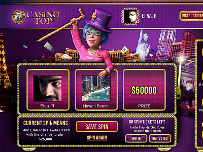 Spin to Win for Facebook casino facebook game interface jackpot machine slot slots social trip ui win