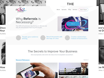 Rebel Networker clean episodes flat layout marketing sales teaching ui video website