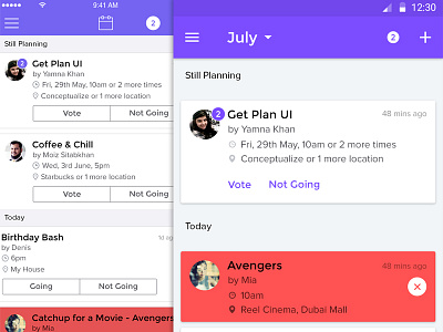 Get Plan // Activity android design event feeds ios material design ui vote