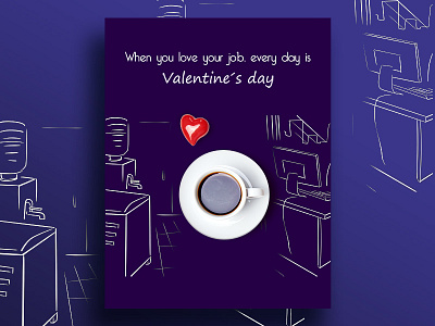 Love What You Do color cup design heart office poster sketch valentine
