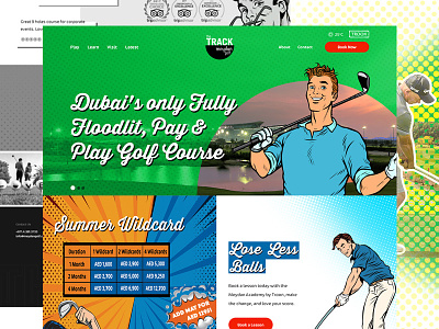 The Track, Meydan Golf colorful design golf golf course illustration pop art ui ux vibrant colors web desgin website