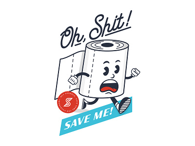 Save the TP! coronavirus graphic design save the tp supah secret toilet paper toilet paper logo use a bidet vintage illustration