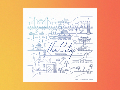 The City line art map map art san francisco the city