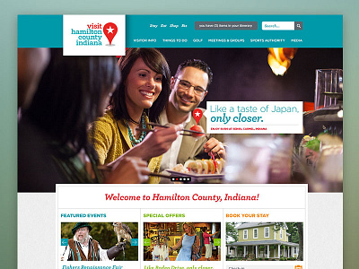 Home page for a Convention & Visitor's Bureau