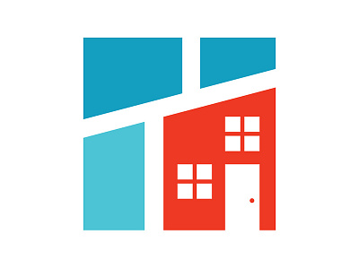 House / Map Icon blue community door house icon intersection logo map neighborhood red window