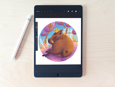 Wild boar work in progress children illustration design digitalpaiting drawing illustration procreate progress