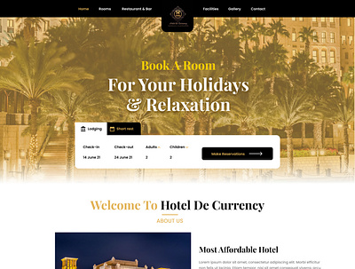 Hotel De Currency Landing Page branding dailyui graphic design motion graphics