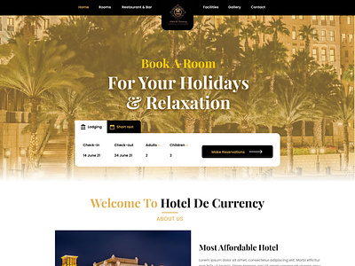 Hotel De Currency Landing Page