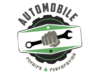 Auto Repair & Restoration Garage Logo black brand branding debut dribbble font graphic design gray green identity logo print retro star typography vector vintage