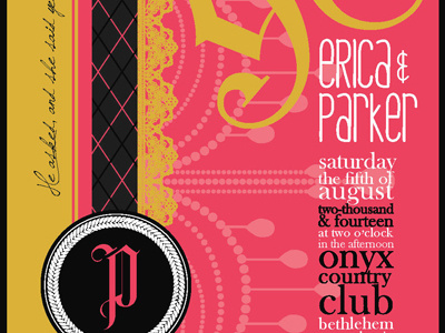 Wedding Invitation_Pink & Gold Lace beading design gold invitation lace modern monogram pink plaid typography vintage wedding