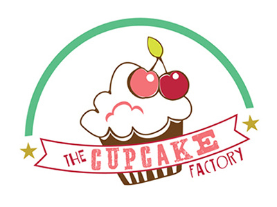 Etsy Shop Pre-Made Logo 'The Cupcake Factory' bakery brand branding corporate identity cupcake graphic design logo star typography