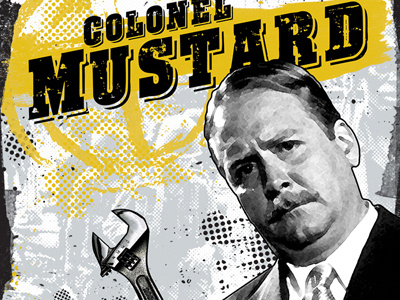 Clue Poster S1 Col. Mustard alternative movie poster clue colonel mustard design graphic design layers martin mull movie poster pattern photoshop texture yellow