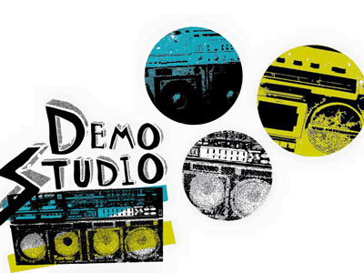 Branding Kit for Music Studio brand branding graphic design grunge logo music pattern retro sticker texture typography vintage