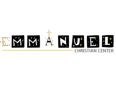 Logo design for Emmanuel Christian Center. V3 blocks christian church cross design gold logo typography