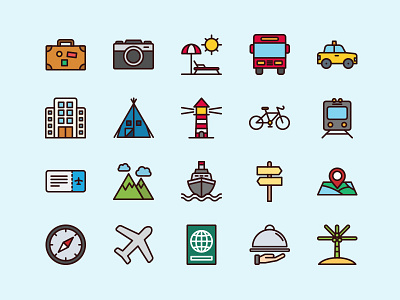 Travel & Adventure Icon camping filled outline holiday icon icon set travel vacation