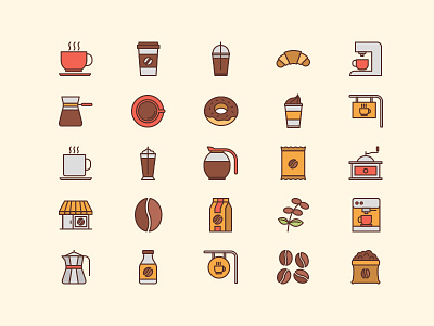 Coffee Icon set cafe coffee color drink filled outline flat icon icon set