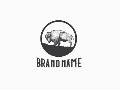 Vintage Bison Logo (for sale) animal bison bison logo bison logo for sale brand branding bull hand drawn bison illustration logo logo design retro design vector bison vintage bison vintage logo wildness