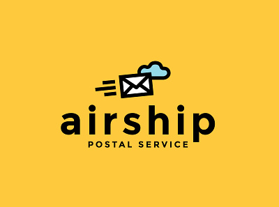 airship | Daily Logo Challenge day 42 | Postal Service Logo air airship cloud dailylogochallenge envelope flat illustration logo postal postal service typography