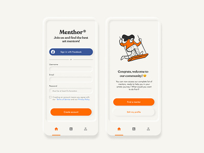 Daily UI Challenge #1 | Sign Up Page | Menthor