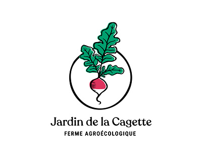 Jardin de la cagette - Radish Logo farm farmers market logo organic organic food organic logo radish vegetable vegetable logo