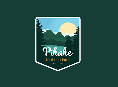 Pikake National Park | Daily Logo Challenge Day 20 dailylogochallenge flat green illustration lake logo national park national parks park park logo pine tree typography