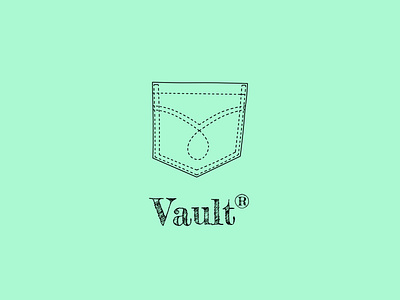 Vault Jeans | Daily Logo Challenge Day 28 branding clothing clothing brand dailylogochallenge design flat illustration jean jeans logo pocket seams typography