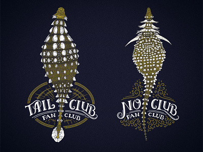 Tail Club Fan Club // No Club Fan Club animal dinosaur gold illustration lettering nature reptile t-shirt typography