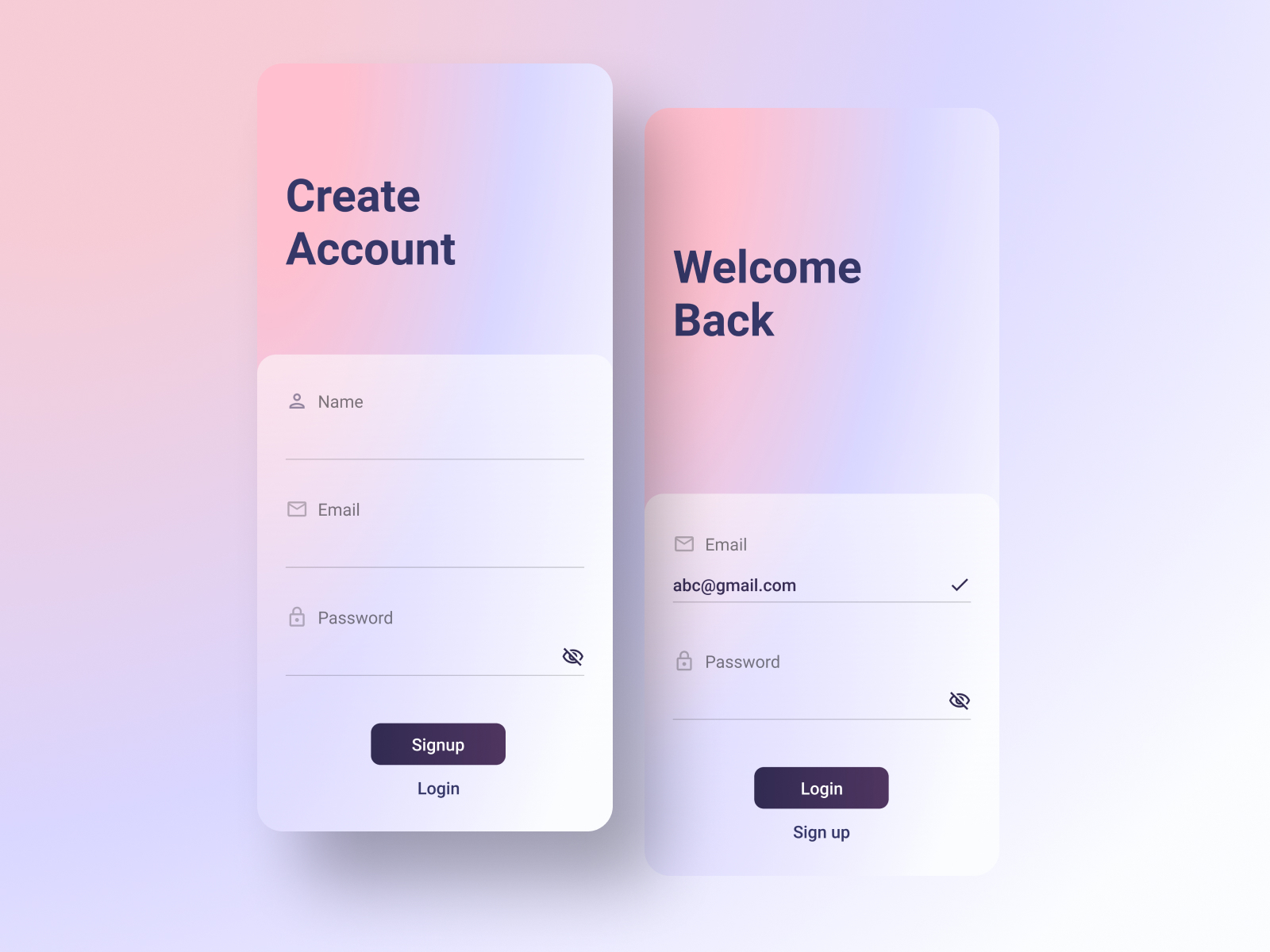 Signup & Login UI by Pavel on Dribbble