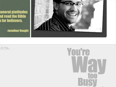 You're Way too Bussy to Read This - Footer and Author book footer green grey photo text typography web design