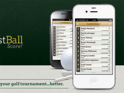 Bestball Homepage android app golf iphone mobile app mobile app web design web app web design