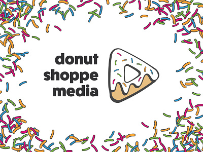 Donut Shoppe Media Logo branding design donut icon logo play button sprinkles