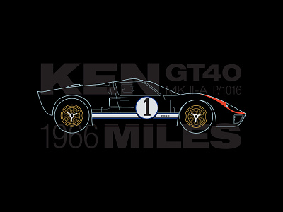 1966 Ford GT40 car ford fordvferrari gt40 illustration lemans racecar typography vector vectorart