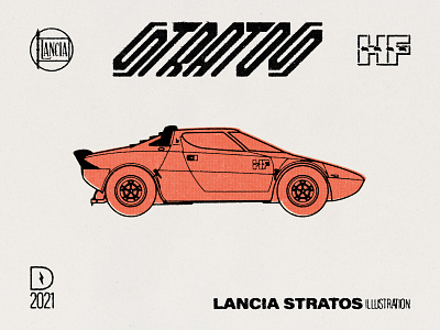 Lancia Stratos automobile car illustrations illustrator lancia patterns photoshop retro stratos texture vintage