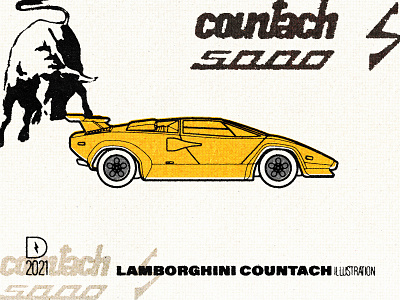 Lamborghini Countach Vintage auto automobile car countach halftone illustration illustrator lamborghini photoshop retro texture vector vintage