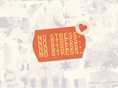 No stress fun gritty illustration no stress sticker vintage