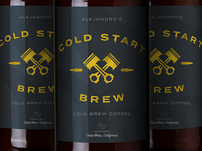 Cold Start Cold Brew Coffee Branding auto branding car cars coffee cold brew gold foil logo piston salomondrin