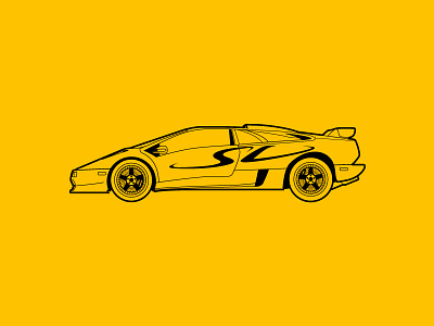 Lamborghini Diablo SV auto automotive car diablo fast car illustration illustrator lamborghini v12 yellow