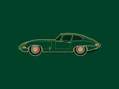 Jaguar E-Type with HRE Wheels auto automotive awesome british car car art carporn cars etype green illustration illustrator jaguar racing vintage