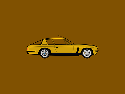 Jensen Interceptor auto automotive british car illustration illustrator mustard vintage
