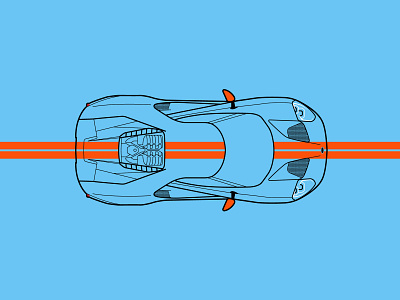 Ford GT auto automotive blue car engine fast ford ford gt gt gulf illustration illustrator orange pen tool race racecar vintage